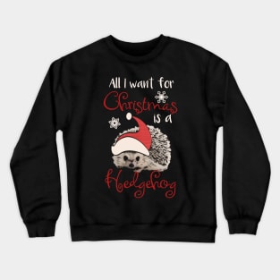 Cute Vintage Christmas Hedgehog Santa - All I Want For Christmas is a Hedgehog Crewneck Sweatshirt